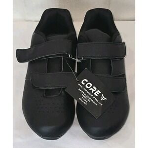 Core‎ Cycling Shoes MTB Mens Black Hook & Loop Closure Size 6 NWT NEW
